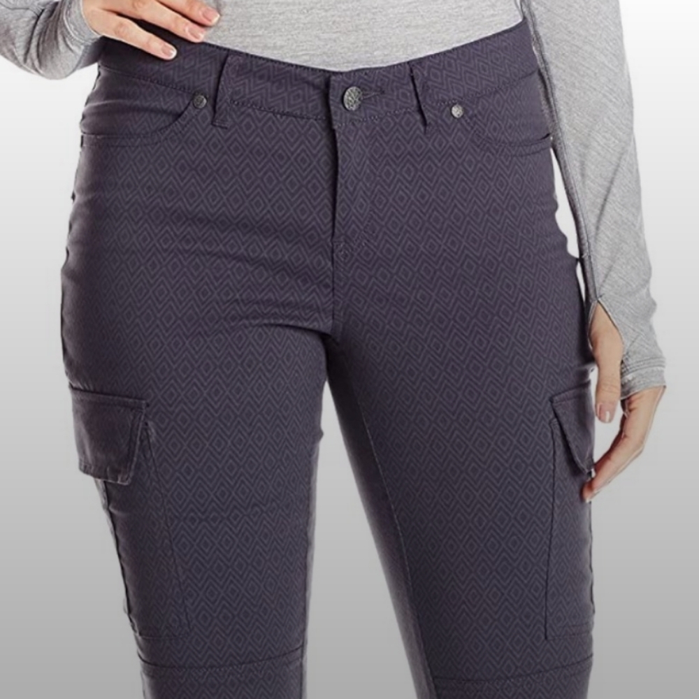 PrAna Meme Trail Hiking Pants Diamond Pattern Blueish Gray
